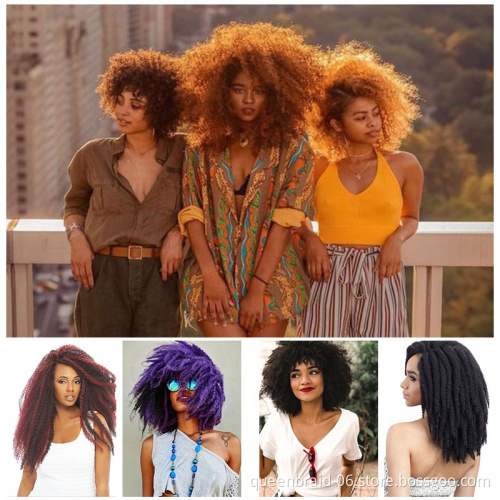 Ombre Marley Twist Hair Soft Synthetic Crochet Braids Hair Extensions Bulk Synthetic Braiding Hair Afro Kinky Marley Braids